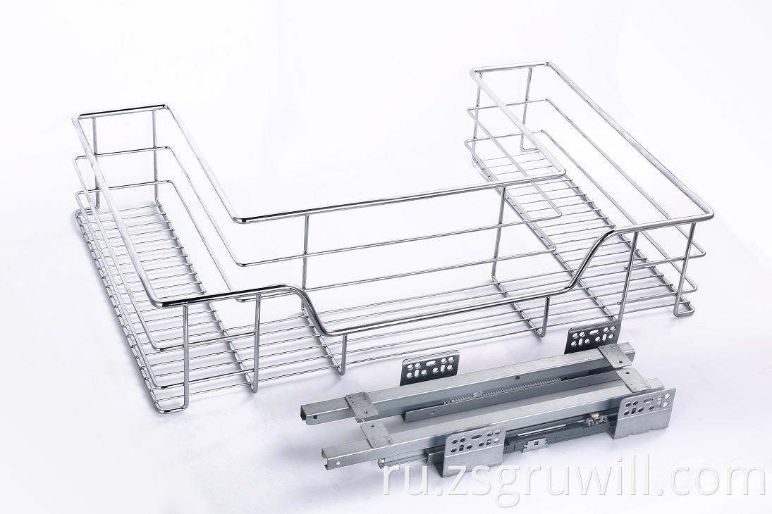 Розничная железная стойка вытянуть организатор металлические проволочные корзины кухонные хранения